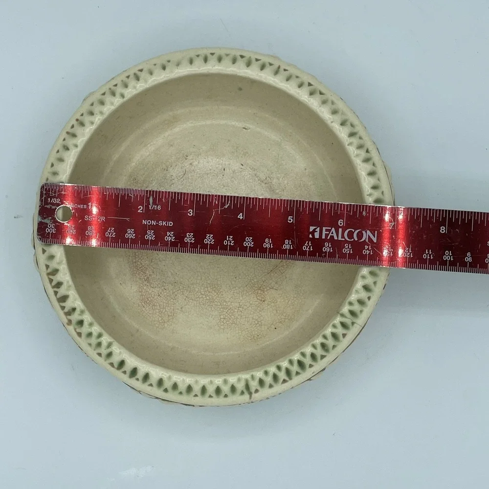 Vintage Roseville Pottery Donatello Planter,  Bowl, 1916‎ ,Cream/Green/Tan 7